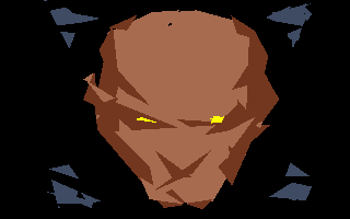 The demon face with 5 colors and 64 triangles. Looks somewhat recognizable.